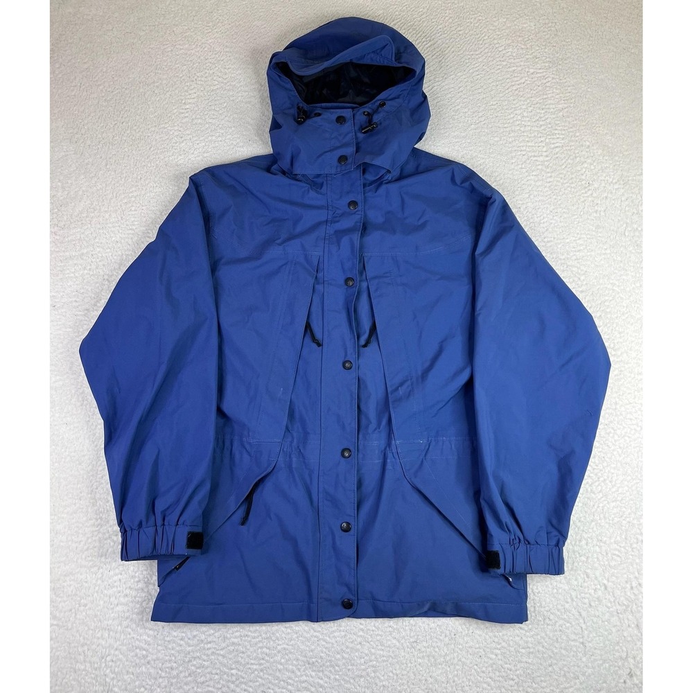 Vintage REI Coat Womens 10 Blue Gore-Tex Hooded Waterproof Parka 90s Outdoor